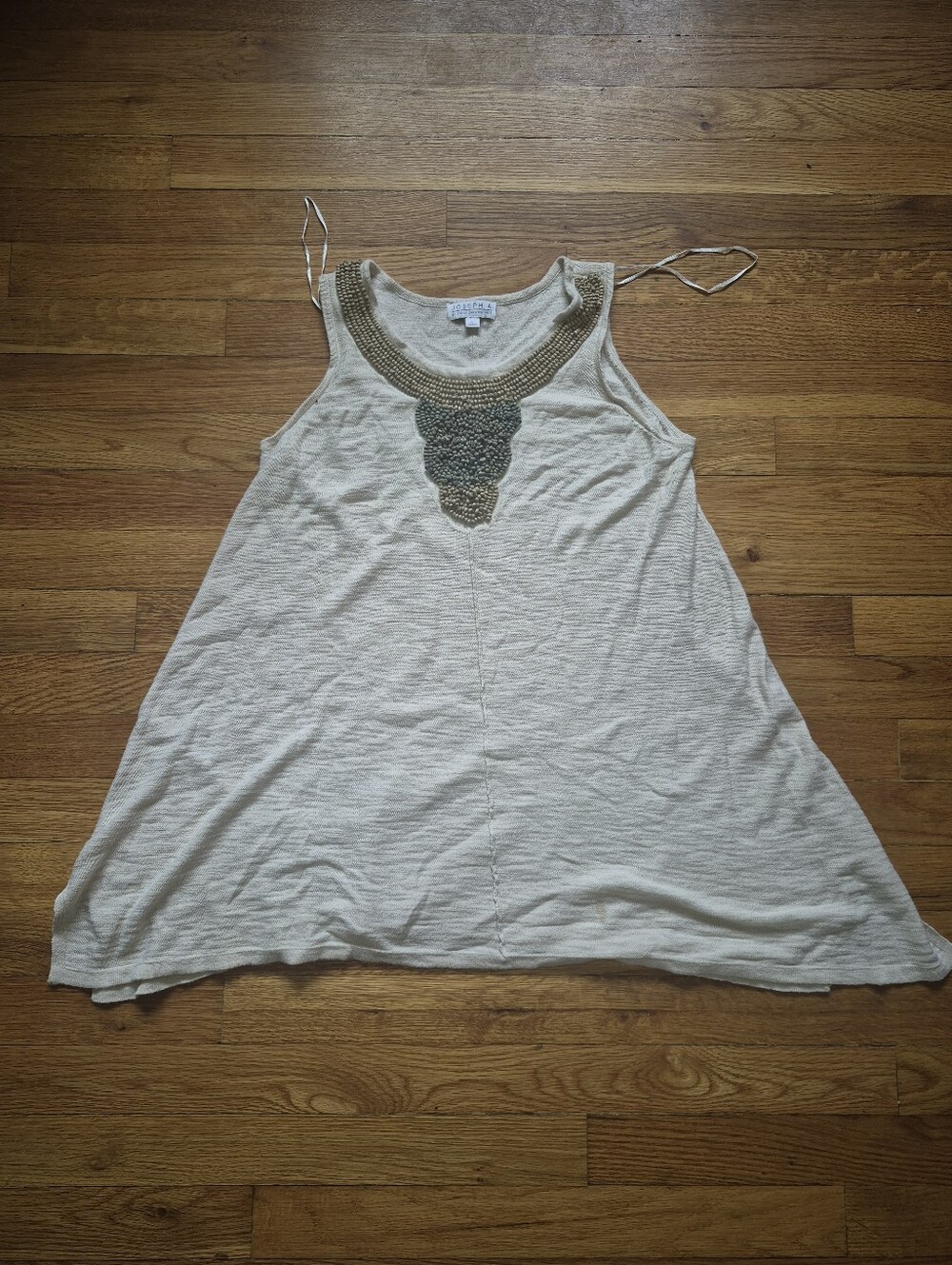 vintage 90s Joseph A Cream Beaded Sleeveless Tank Top